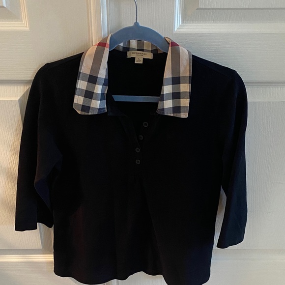 Burberry Black Blouse with Checkered Collar - Picture 5 of 5